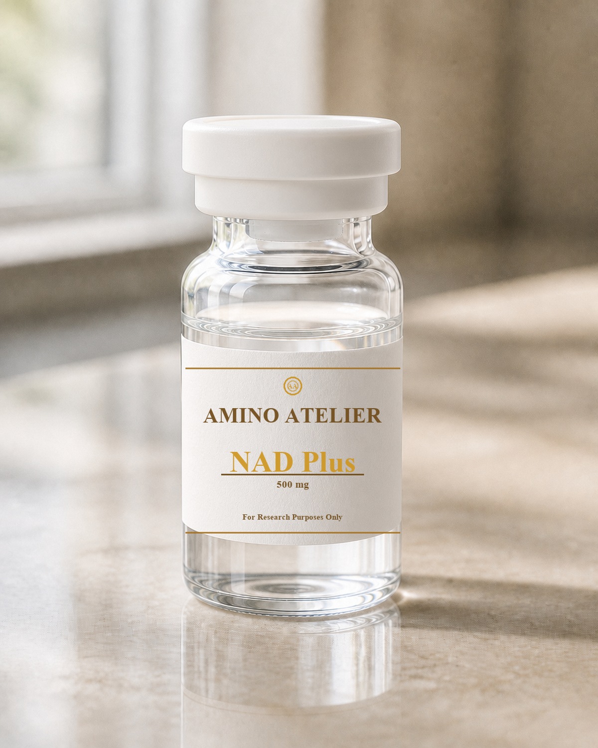 Amino Atelier NAD Plus 500mg vial with seal logo