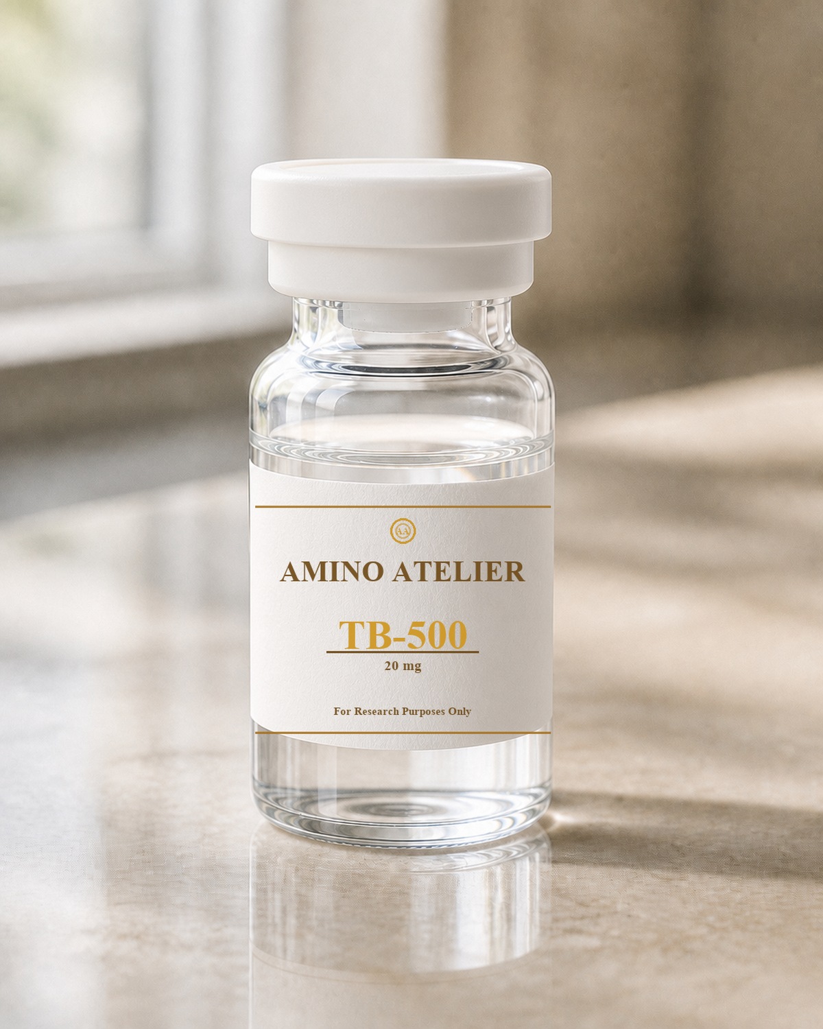 Amino Atelier TB-500 20mg vial with seal logo